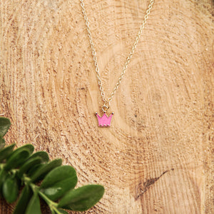 Hot Pink Crown Necklace